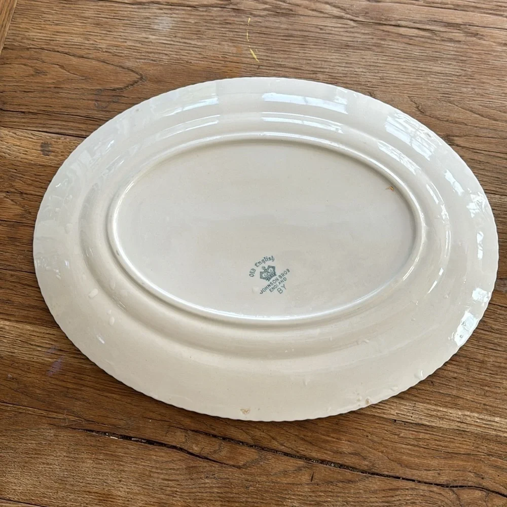 Vintage HTF Johnson Bros. Belvedere plate, Stamped Old English 14x11